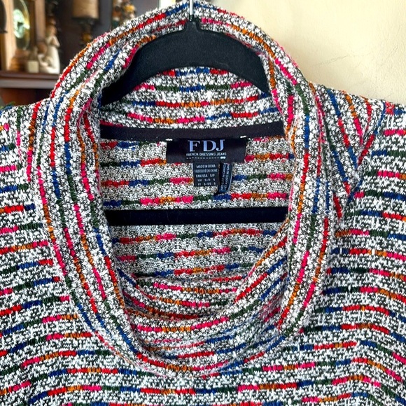 FDJ French Dressing Jeans Colorful Striped Soft Knit Top Cowl Neck Multicolored - Picture 5 of 12